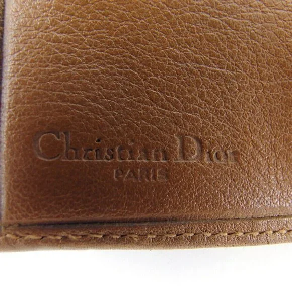 DIOR Key Case Honeycomb Beige PVC x Leather Authentic - Picture 10 of 10